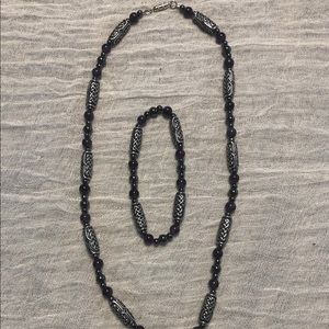Hematite bead necklace and matching bracelet